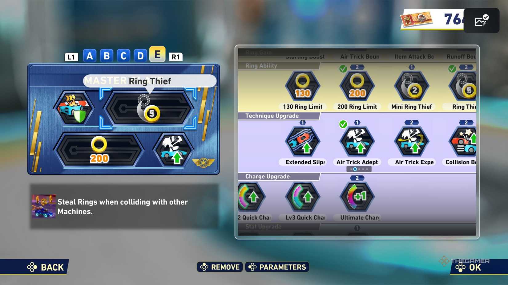 Ring Thief Gadget on a Gadget Board in Sonic Racing CrossWorlds.