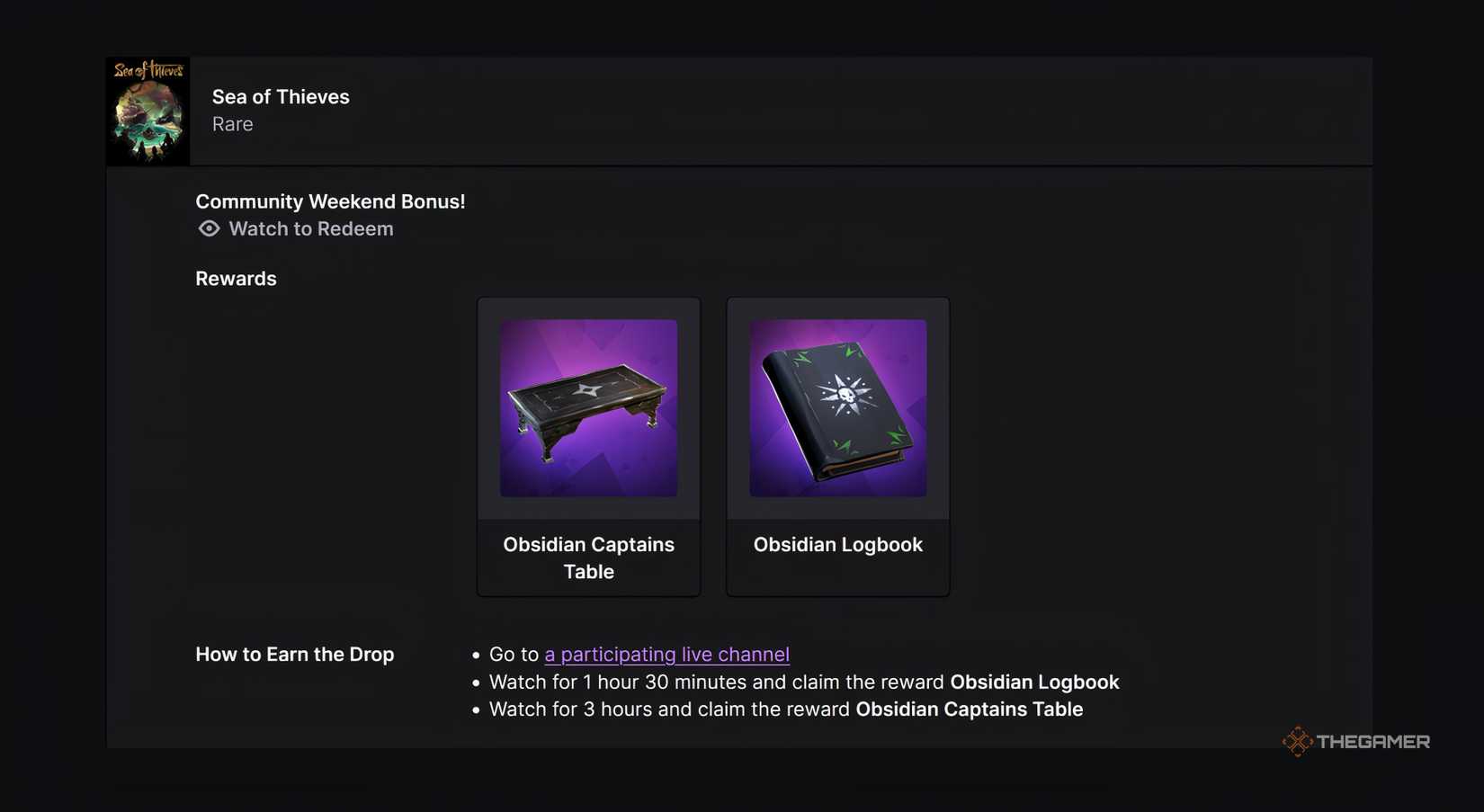 Sea of Thieves Drop Page on Twitch.