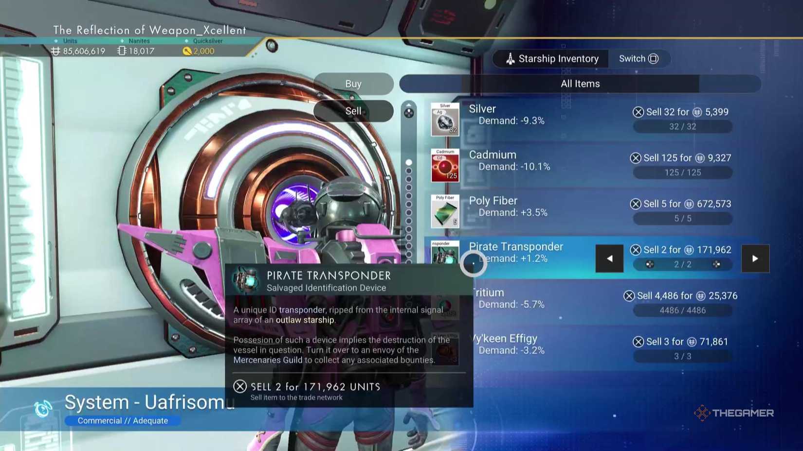 Selling Pirate Transponders at the Galactic Trade Terminal in No Man's Sky