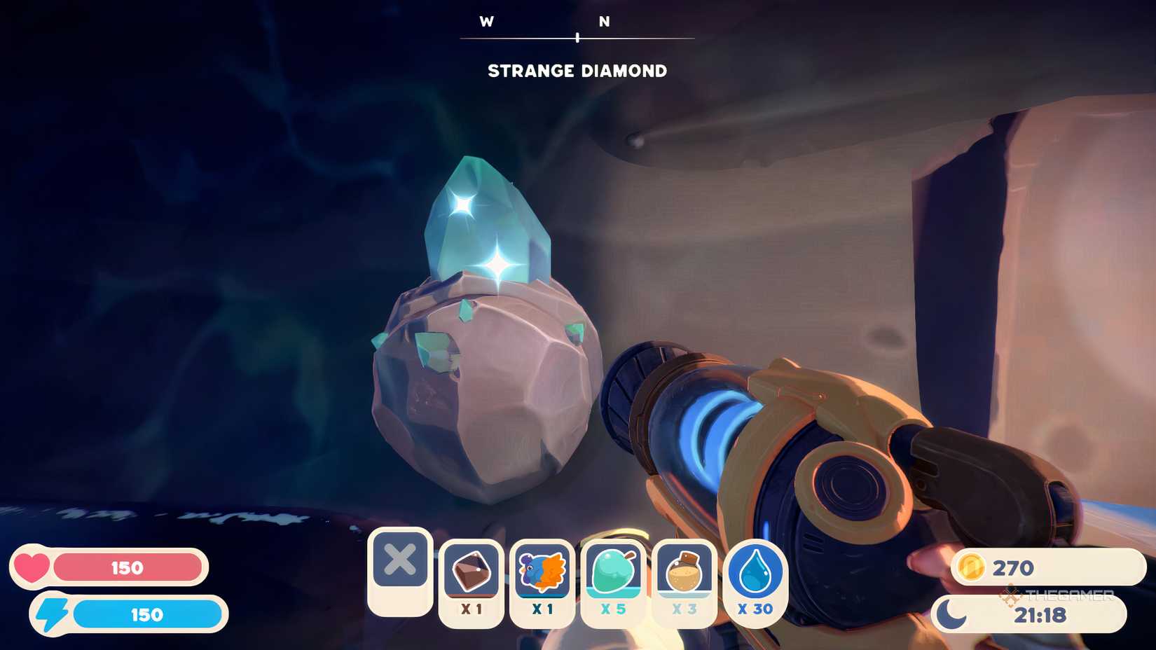 A Strange Diamond deposit on a cave wall.