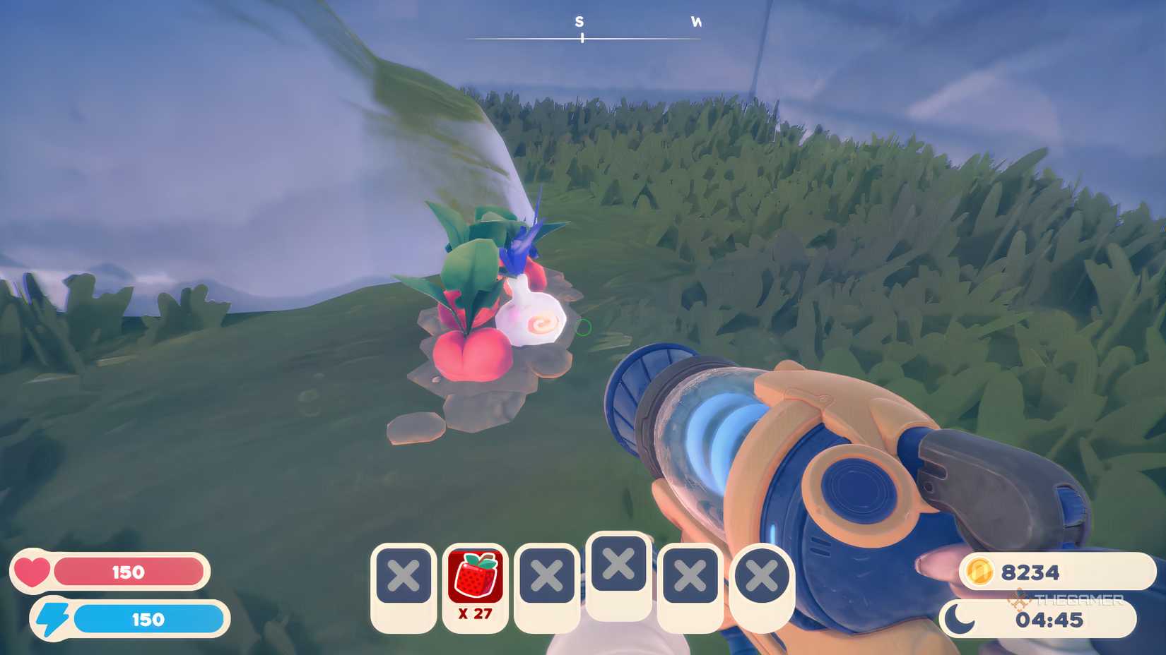 Slime Rancher 2 Finding an Odd Onion in the grass with a red beet.