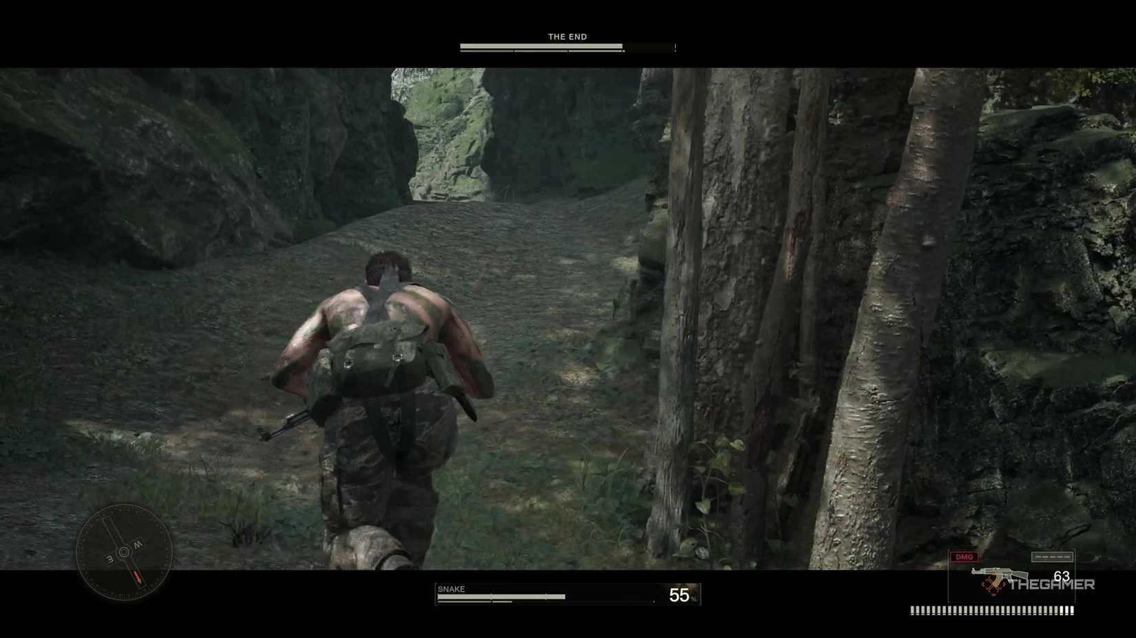 Snake sneaks up on The End in Metal Gear Solid Delta Snake Eater.
