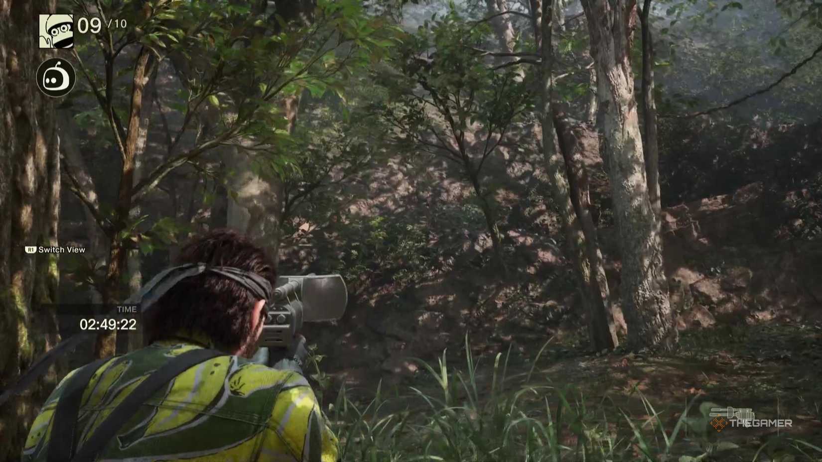 Snake uses his directional microphone to locate the final monkey in Metal Gear Solid Delta Snake Eater.