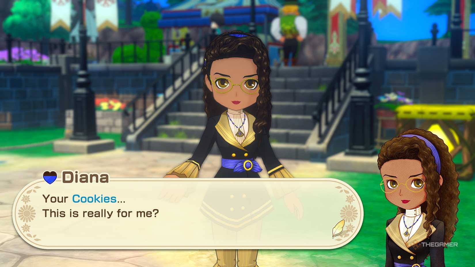 STORY OF SEASONS Grand Bazaar Diana thanks you for a plate of cookies in the bazaar area.