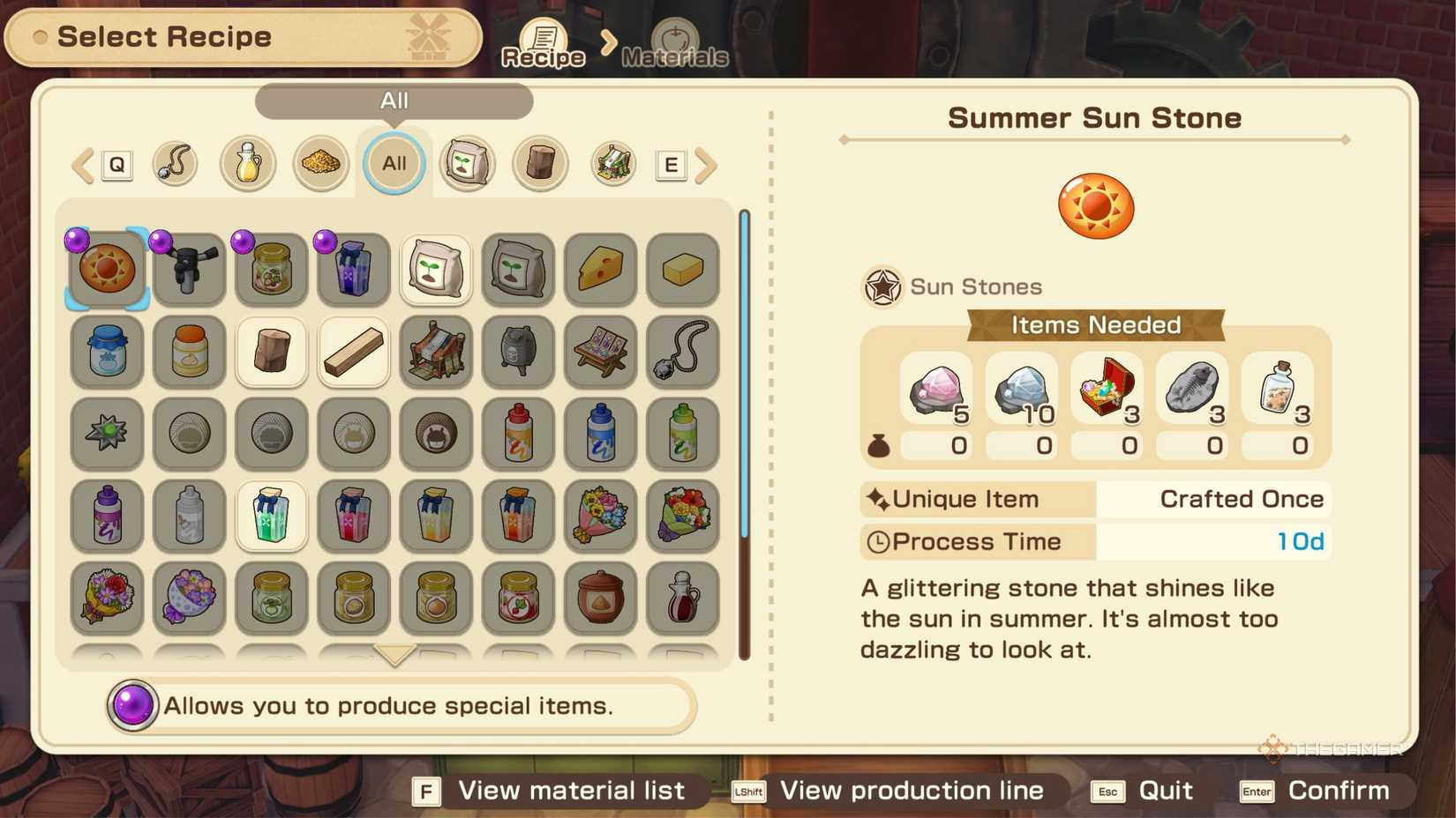 Story Of Seasons Grand Bazaar purple wonderstone recipes in red windmill.