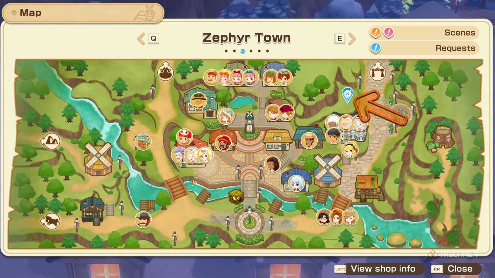 Story Of Seasons Grand Bazaar Samir's cat location on the town map.