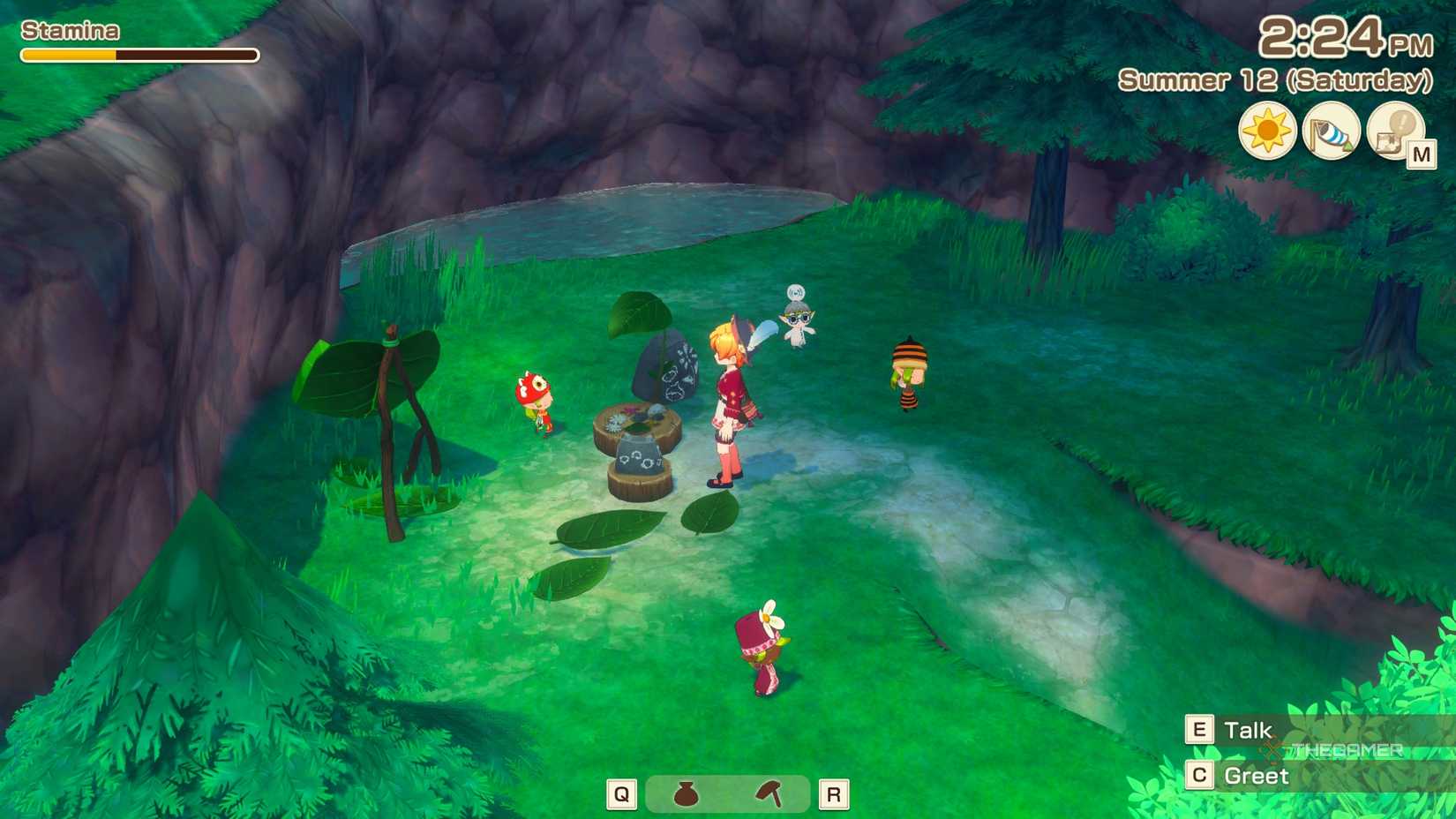 Shopping at the Nature Sprite stall hidden in the trees.