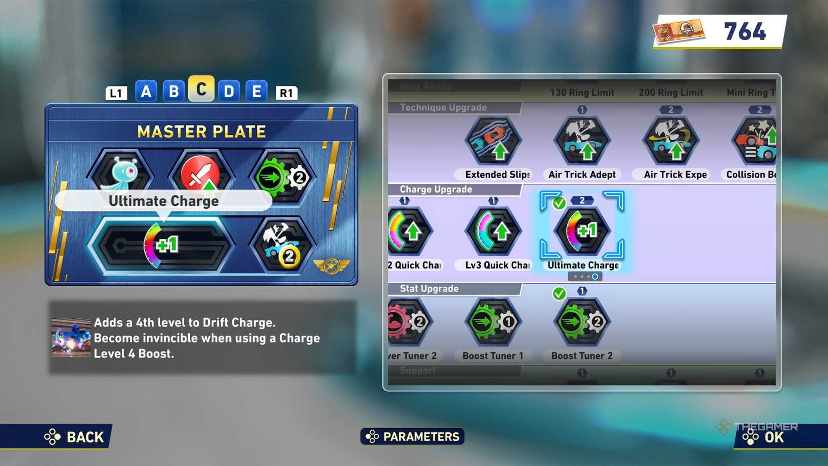 Ultimate Charge Gadget on a Gadget Board in Sonic Racing CrossWorlds.
