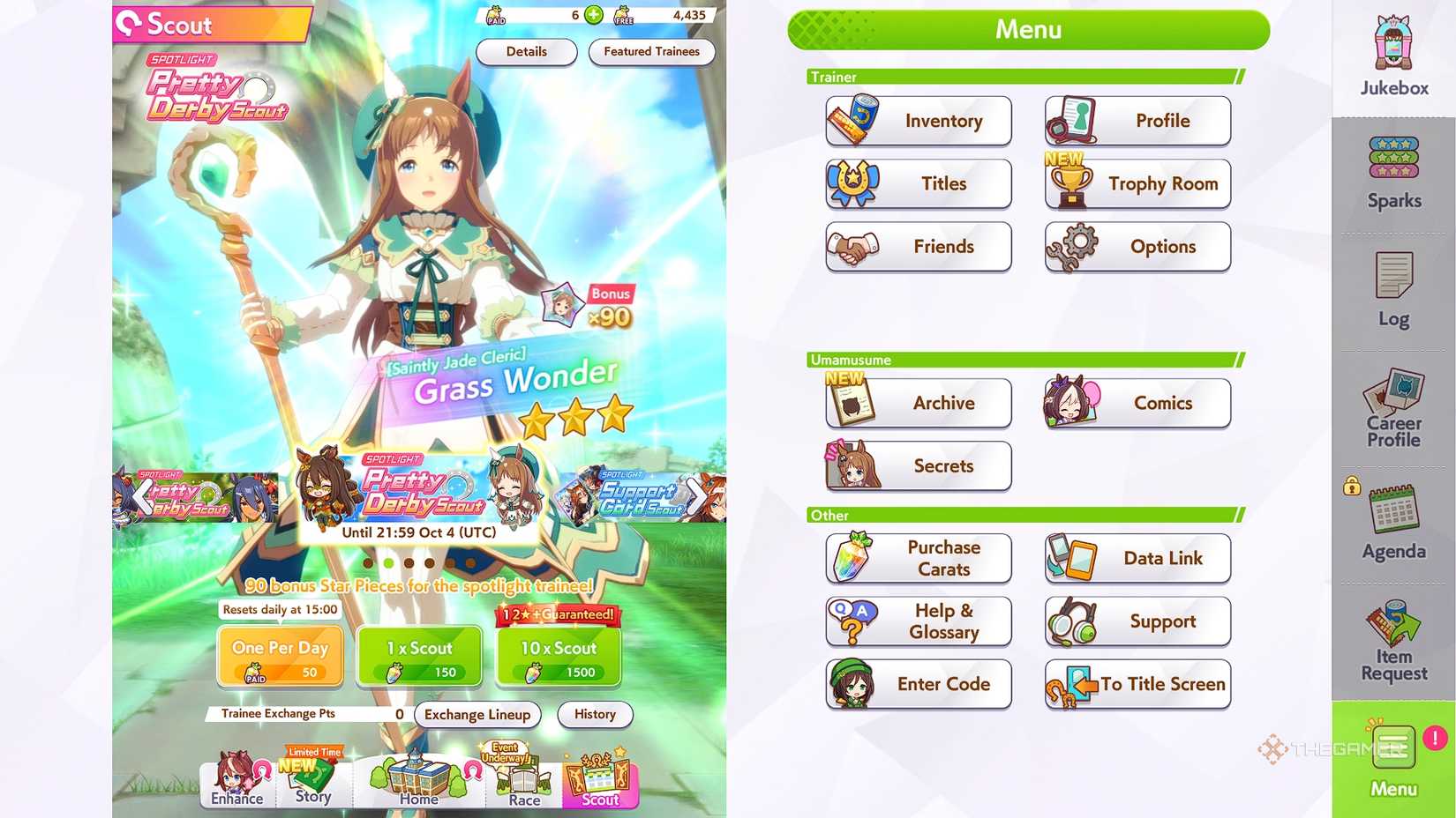 Umamusume Pretty Derby Saintly Jade Cleric Cleric Grass Wonder banner.