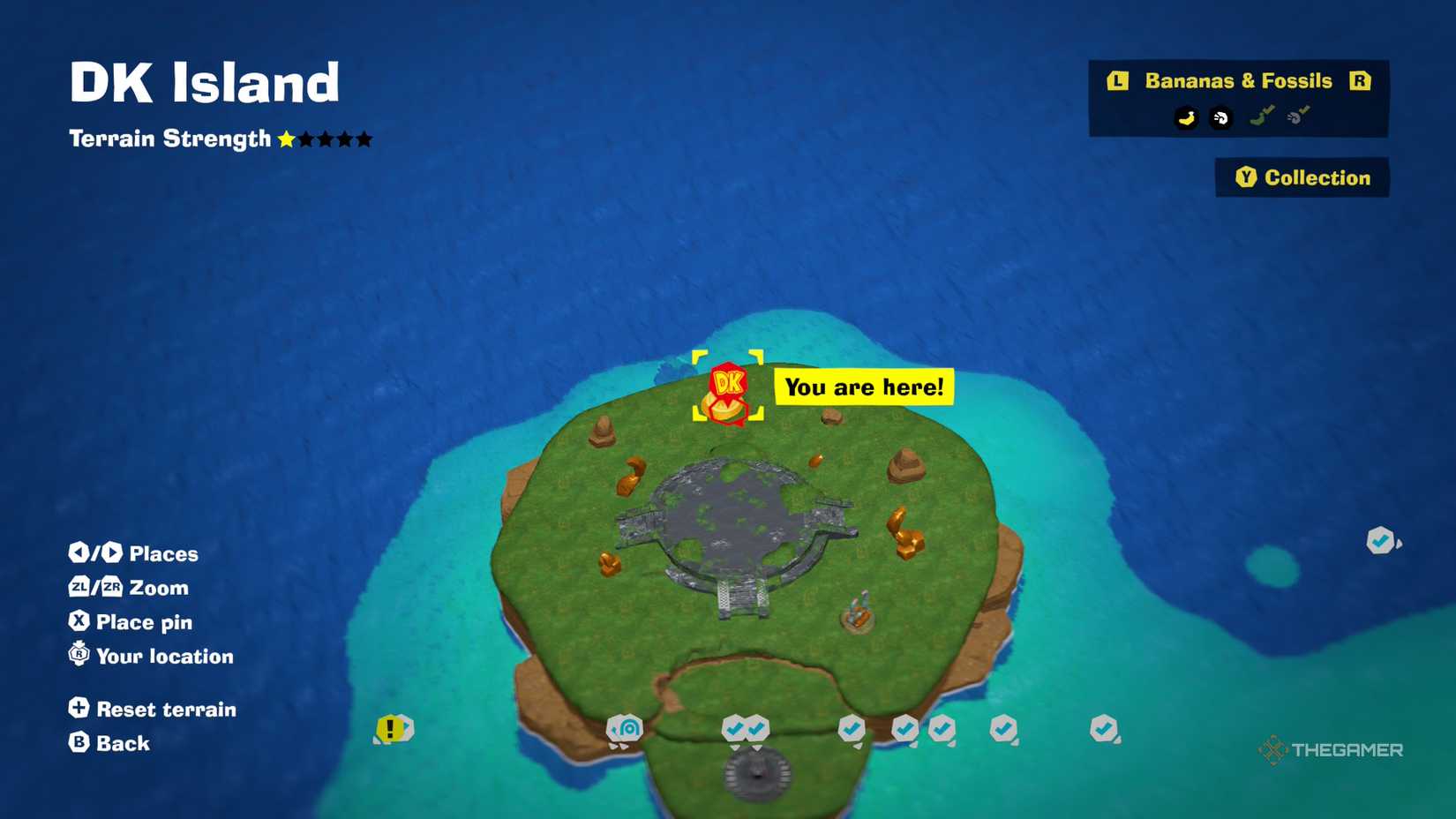 Western Islet bonus level location on DK Island in Donkey Kong Bananza.