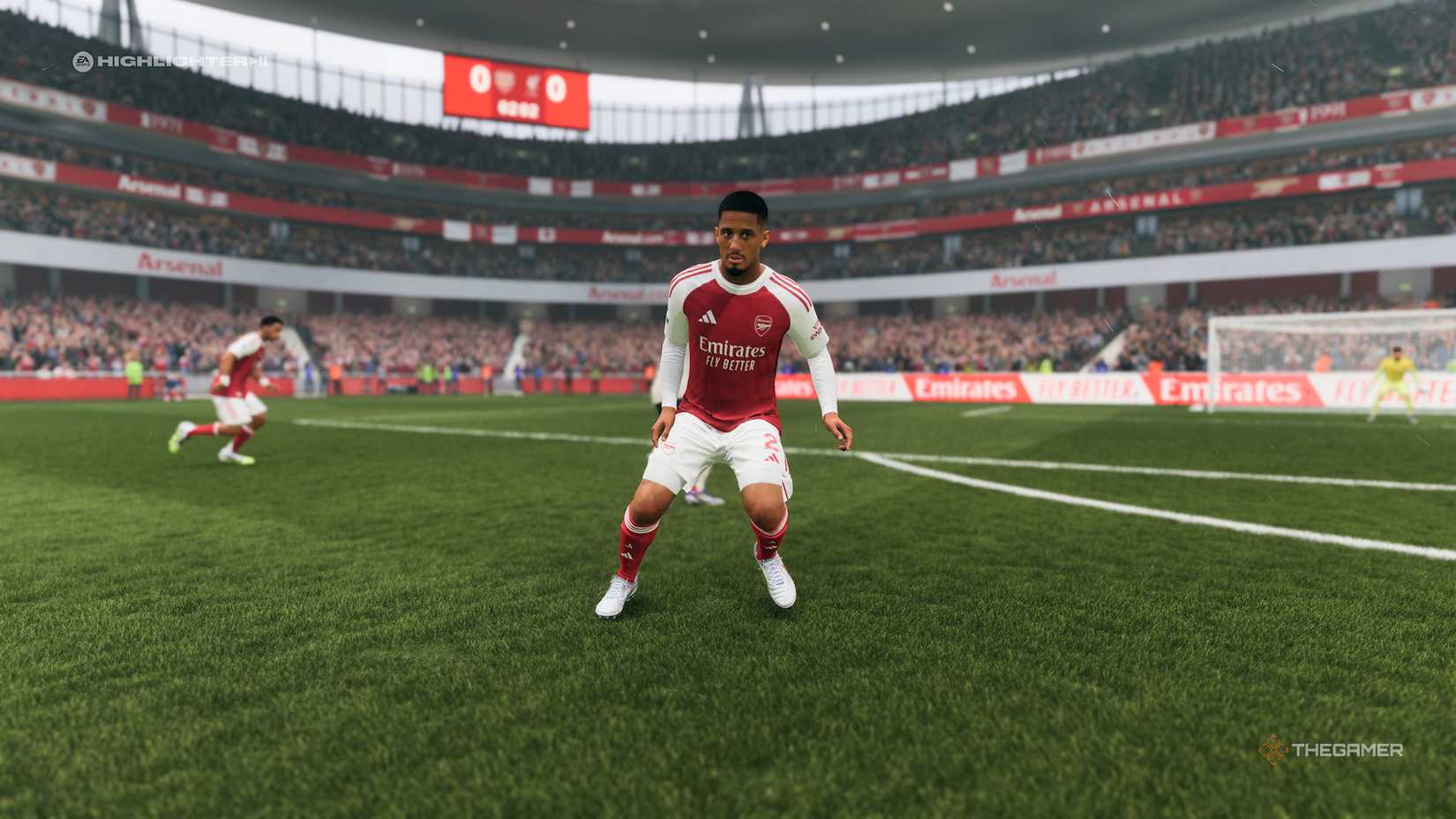 William Saliba crouching down in EA Sports FC 26.