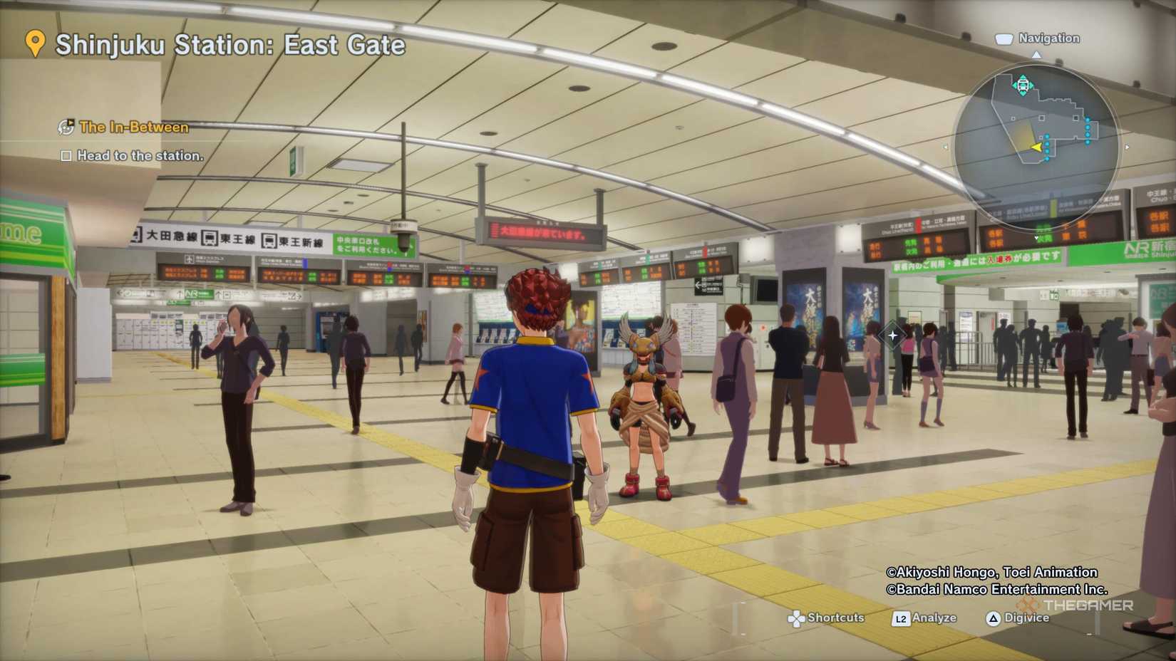 The protagonist, Agent Dan, dressed up as Tai in Digimon Story Time Stranger.