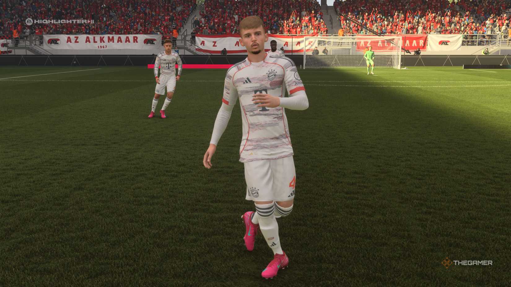 The Best Young Attacking Midfielders Lennart Karl on the pitch in EA Sports FC 26.
