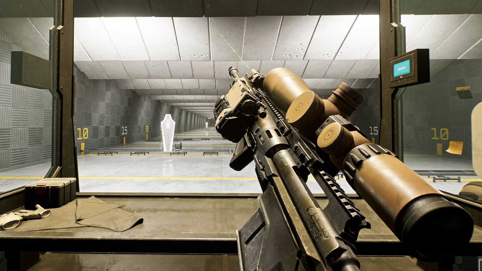 Battlefield 6 - sniper rifle in firing range.