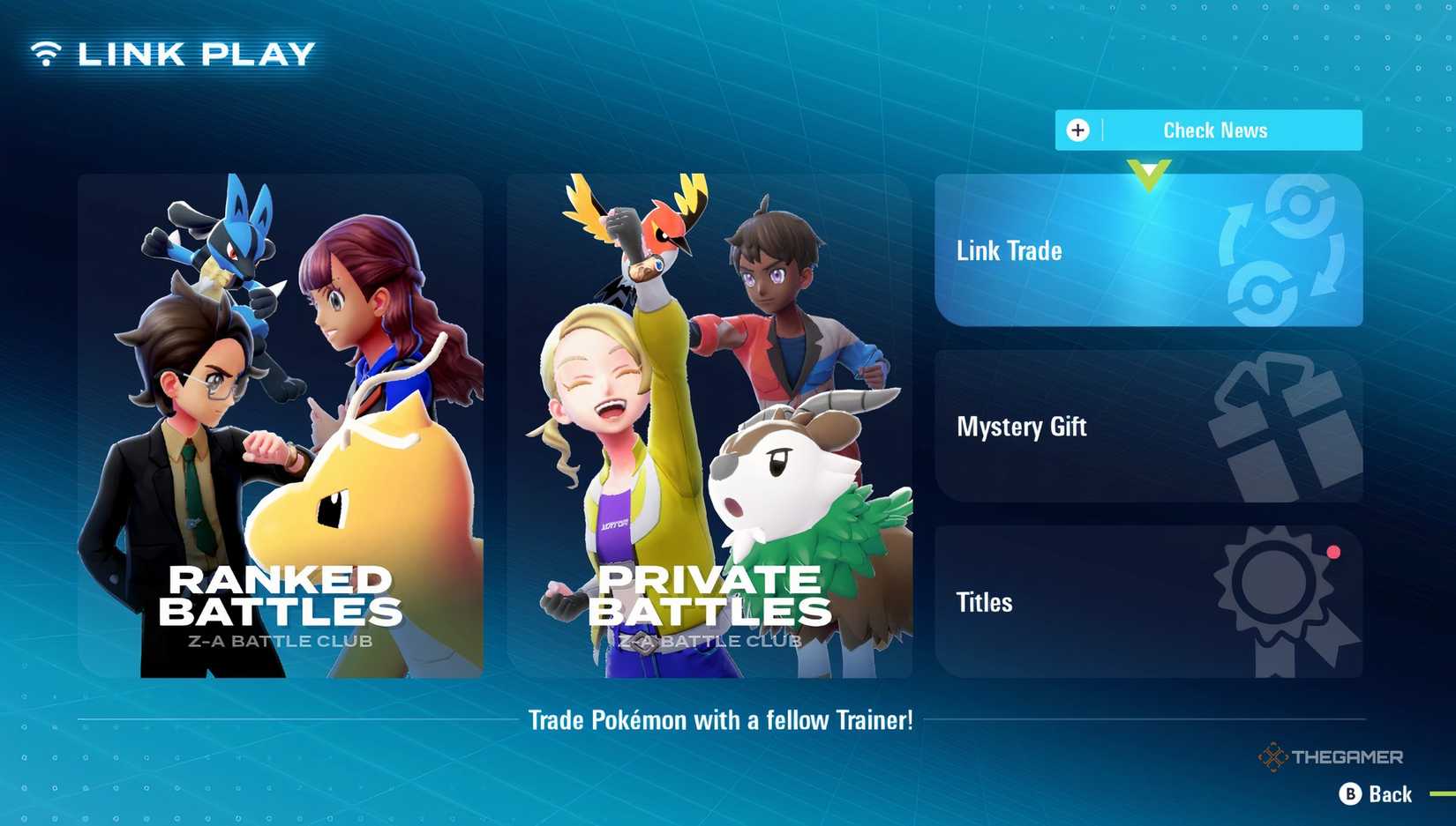 Trade Screen in Pokemon Legends Z-A.