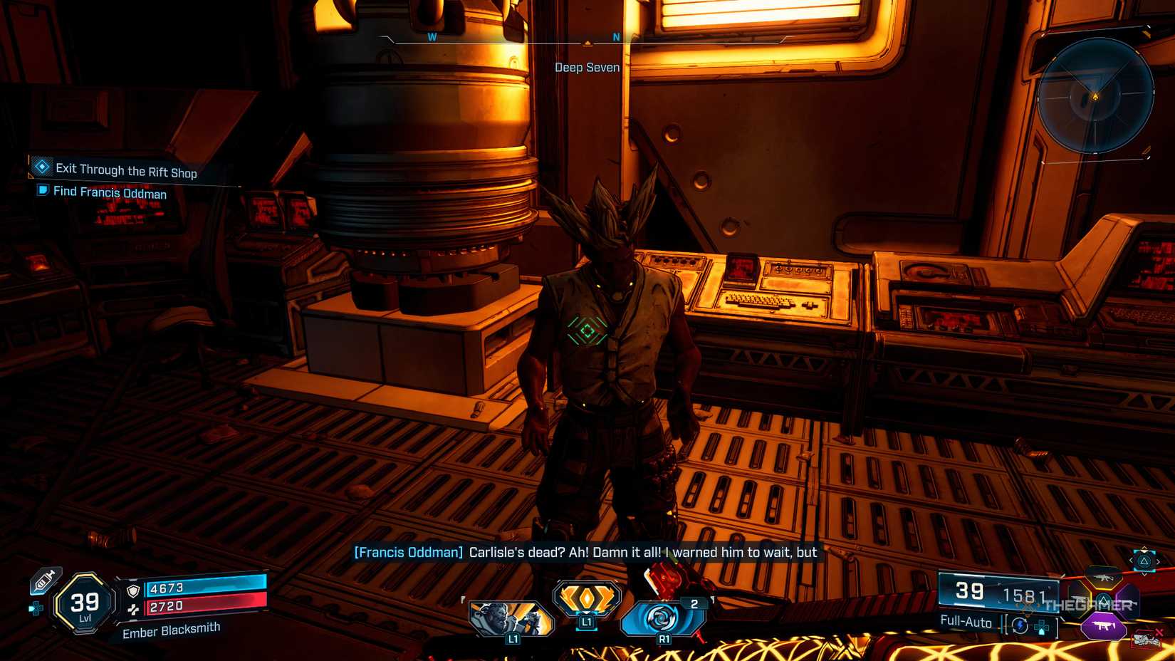 Amon speaking to Francis in his lab beneath Deep Seven Silo in Borderlands 4.