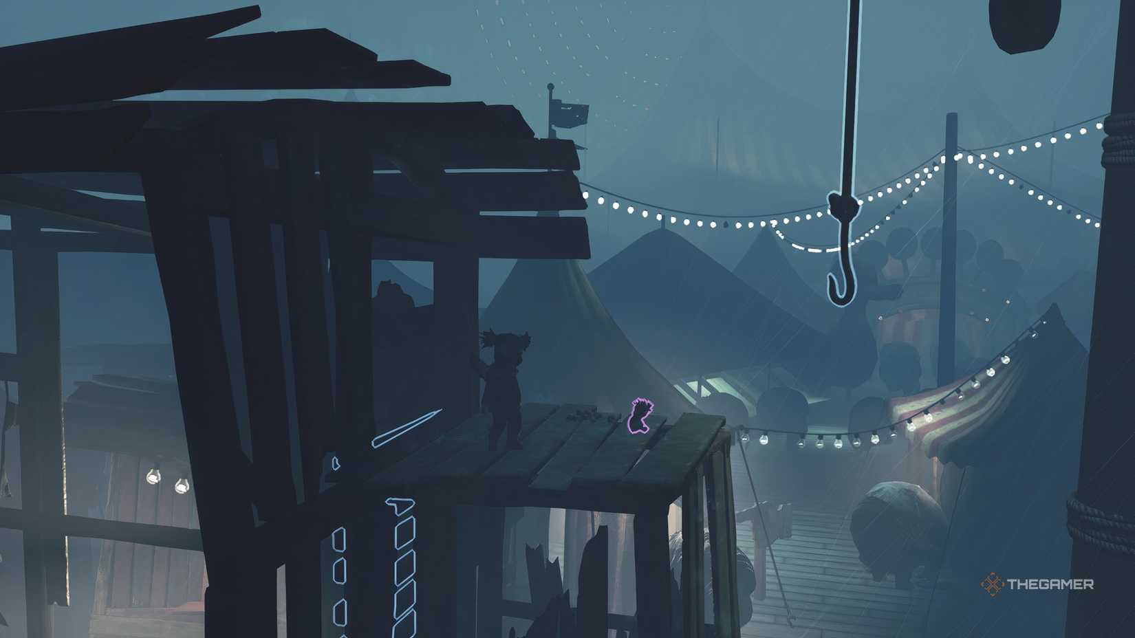 Alone standing on a platform next to a doll in Little Nightmares 3.