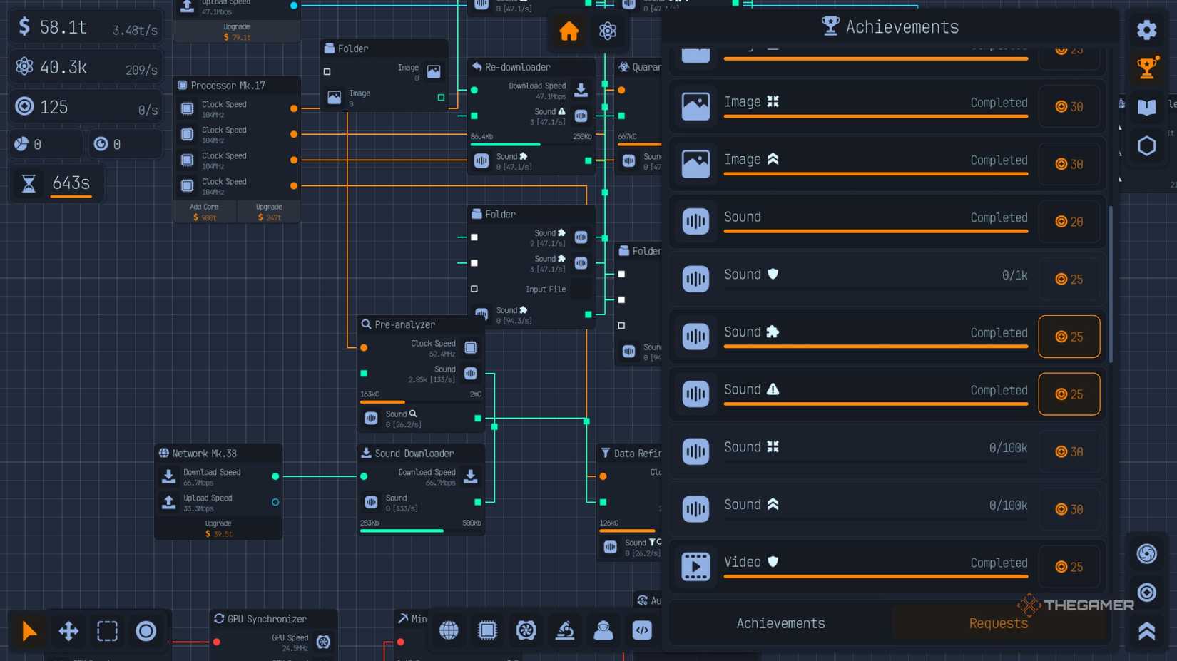 the request list in upload labs has a mix of completed and in-progress requests.