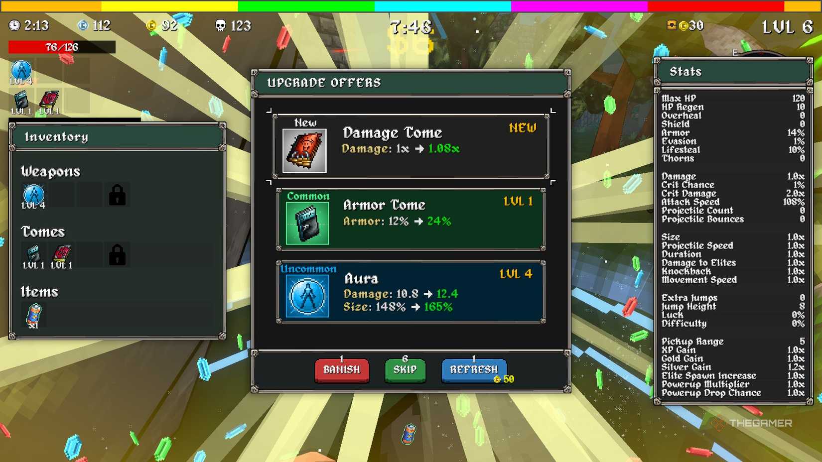 Obtaining a Damage Tome in Megabonk.