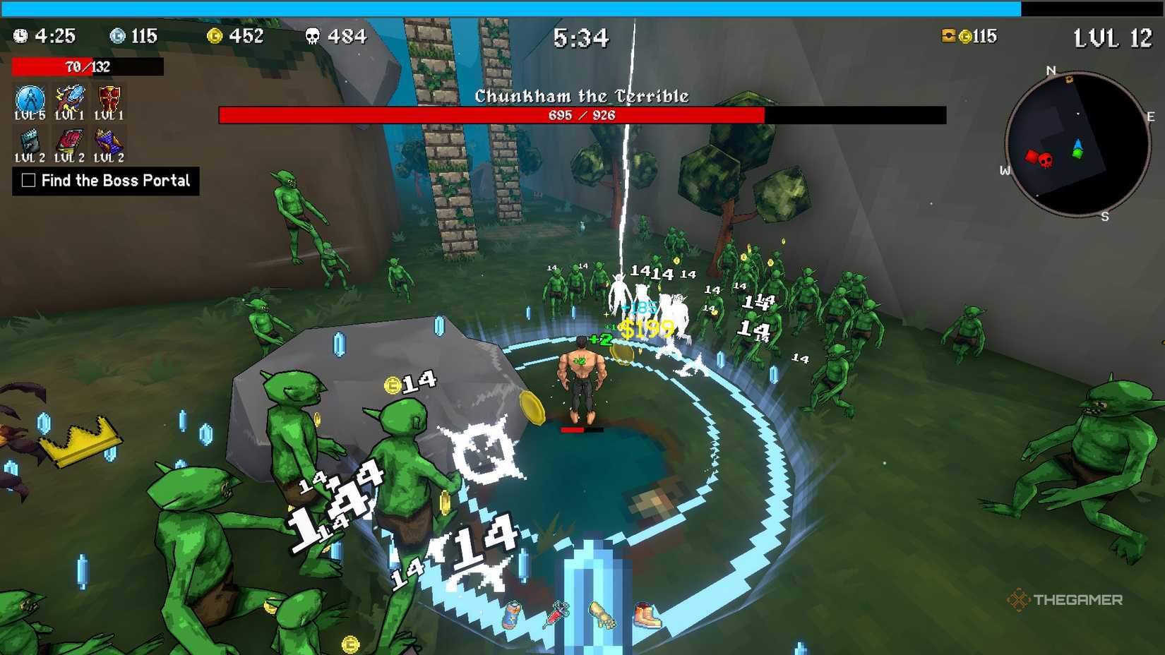 Defeating enemies as Megachad in Megabonk.