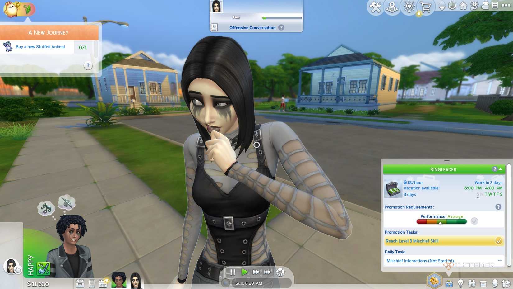 Character looking pensive in first person mode in The Sims 4.