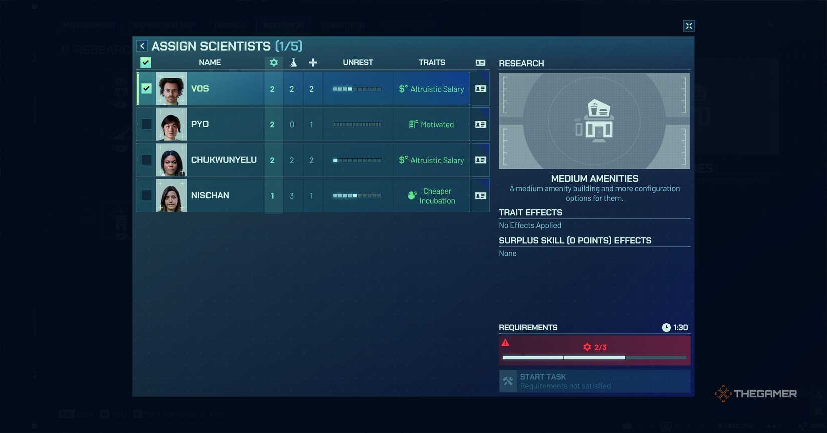 UI Menu in Jurassic World Evolution 3 showing research areas.
