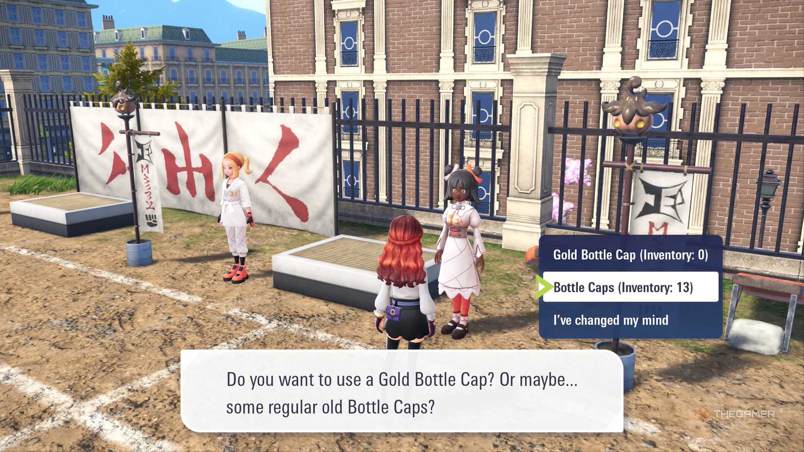 Player prepares to use Bottle Caps for hyper training at the Justice Dojo in Pokemon Legends: Z-A.
