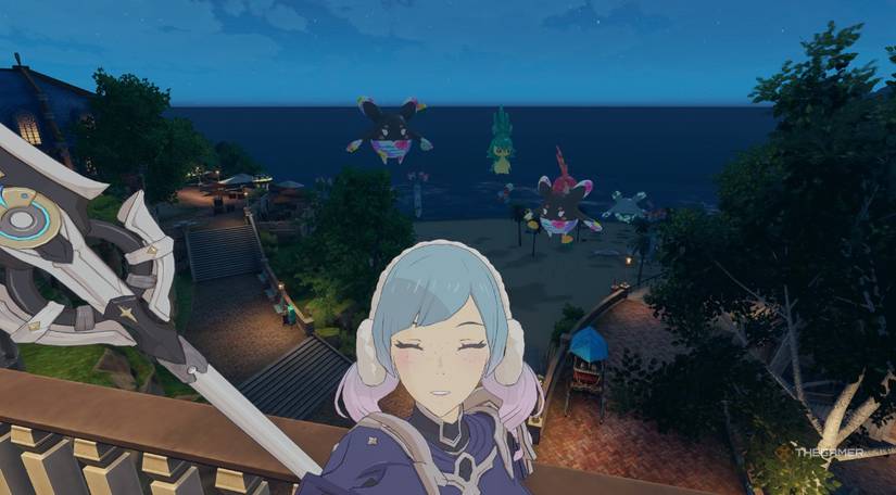 A female Wind Knight on the coast of the main city in Blue Protocol Star Resonance.