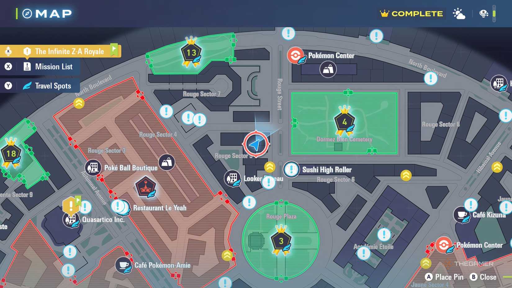 A map location for Cleffa in Pokemon Legends: Z-A, west of Wild Zone 04.