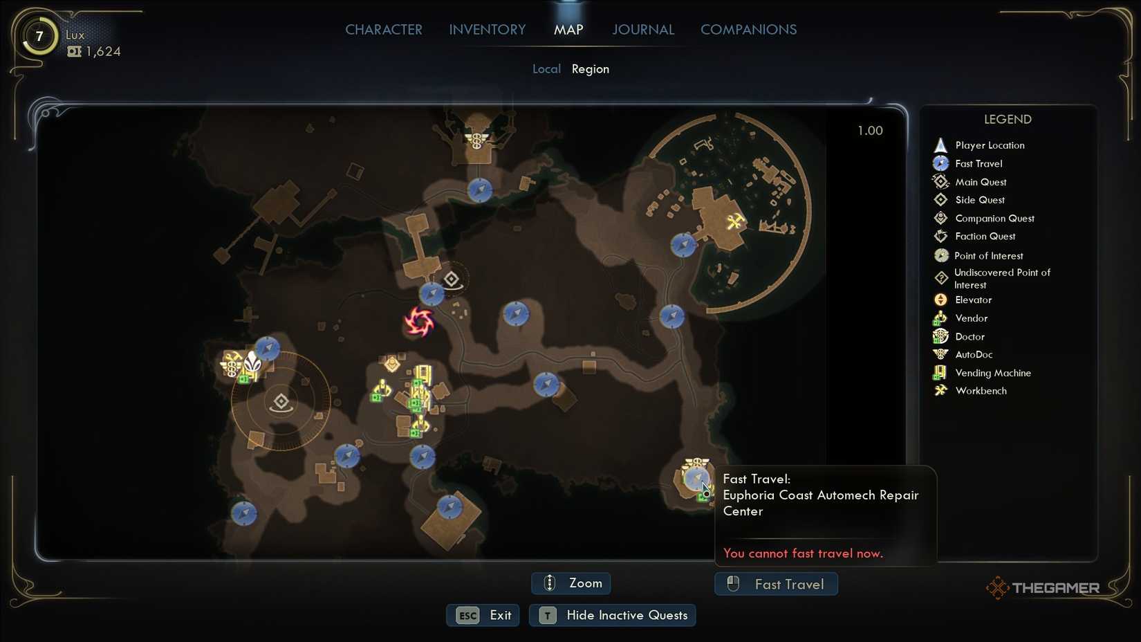 A map of Paradise Island in The Outer Worlds 2, showing several fast travel points