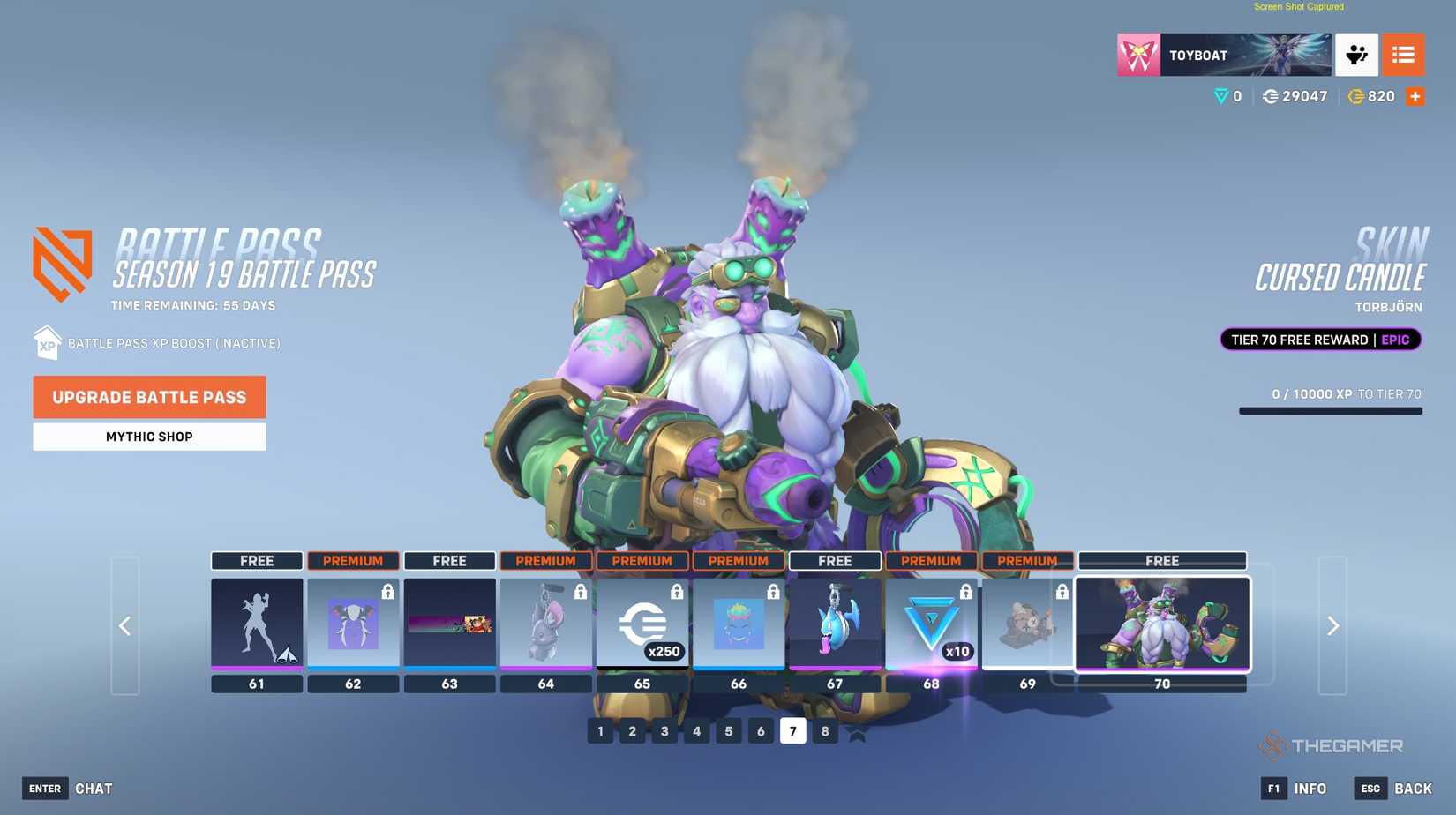 A page full of rewards from the Season 19 Battle Pass in Overwatch 2.