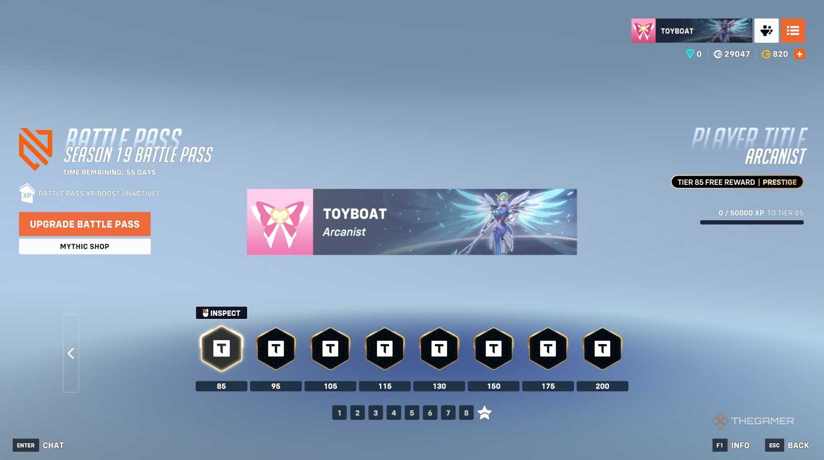A page full of rewards from the Season 19 Battle Pass in Overwatch 2.