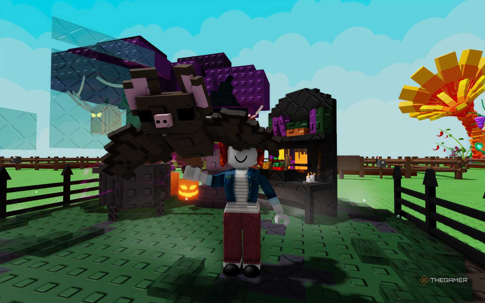A player holding a bat in Roblox Grow a Garden.
