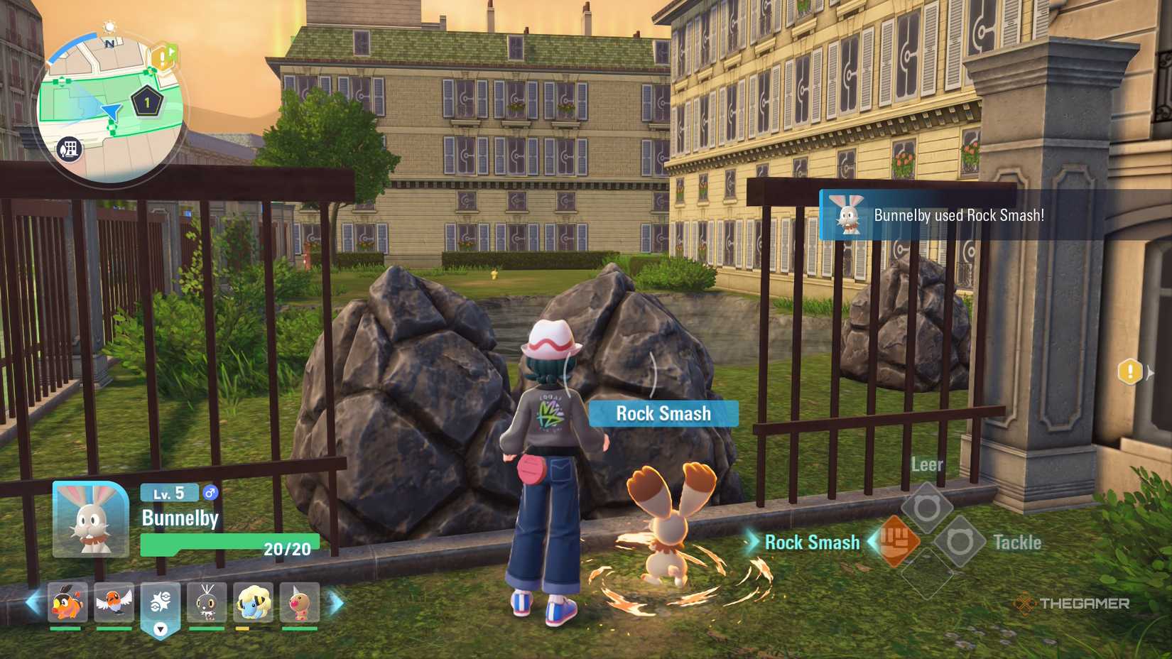 A pokemon using Rock Smash in Pokemon Legends Z-A.