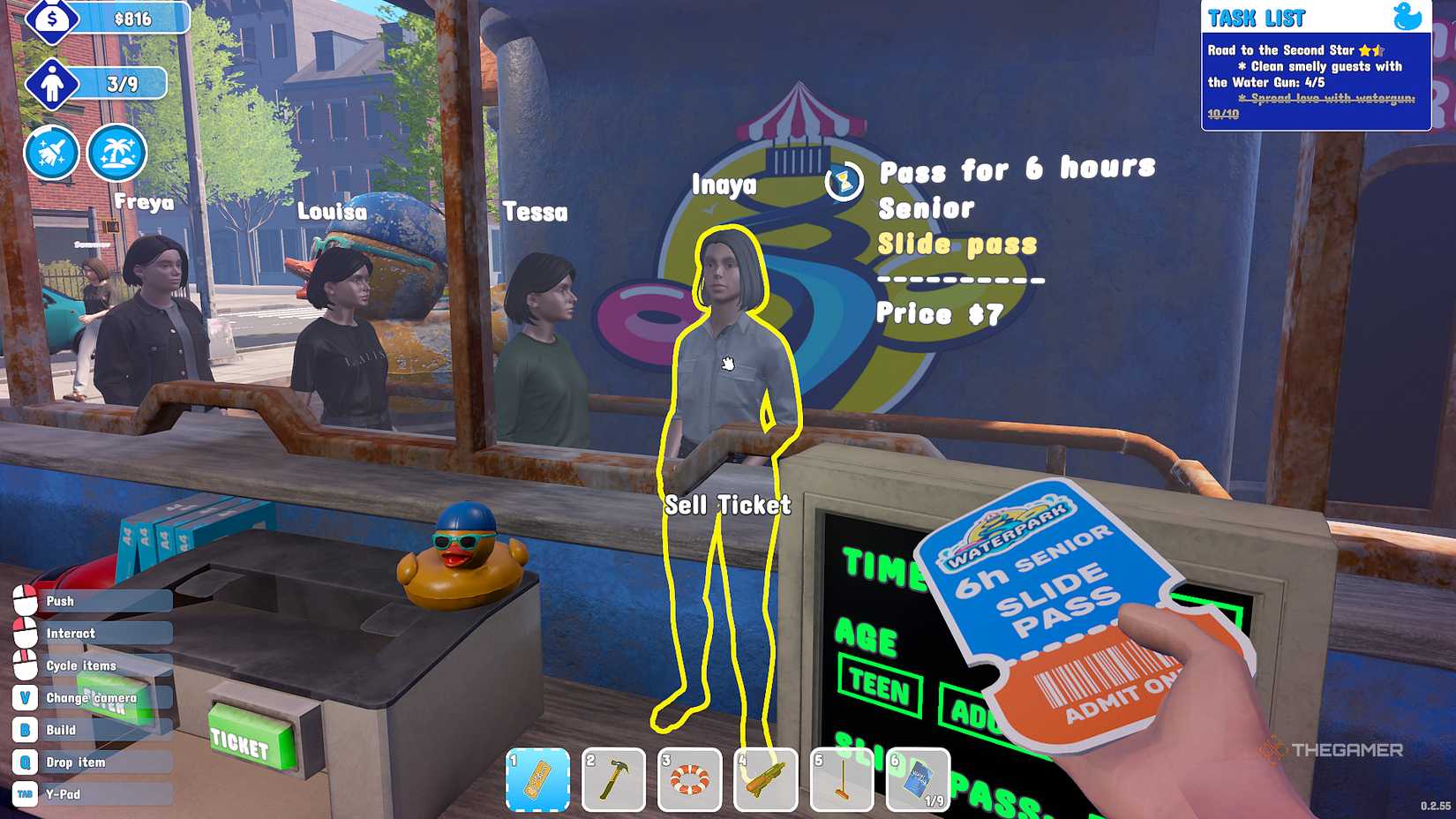 A queue for tickets in Water Park Simulator.
