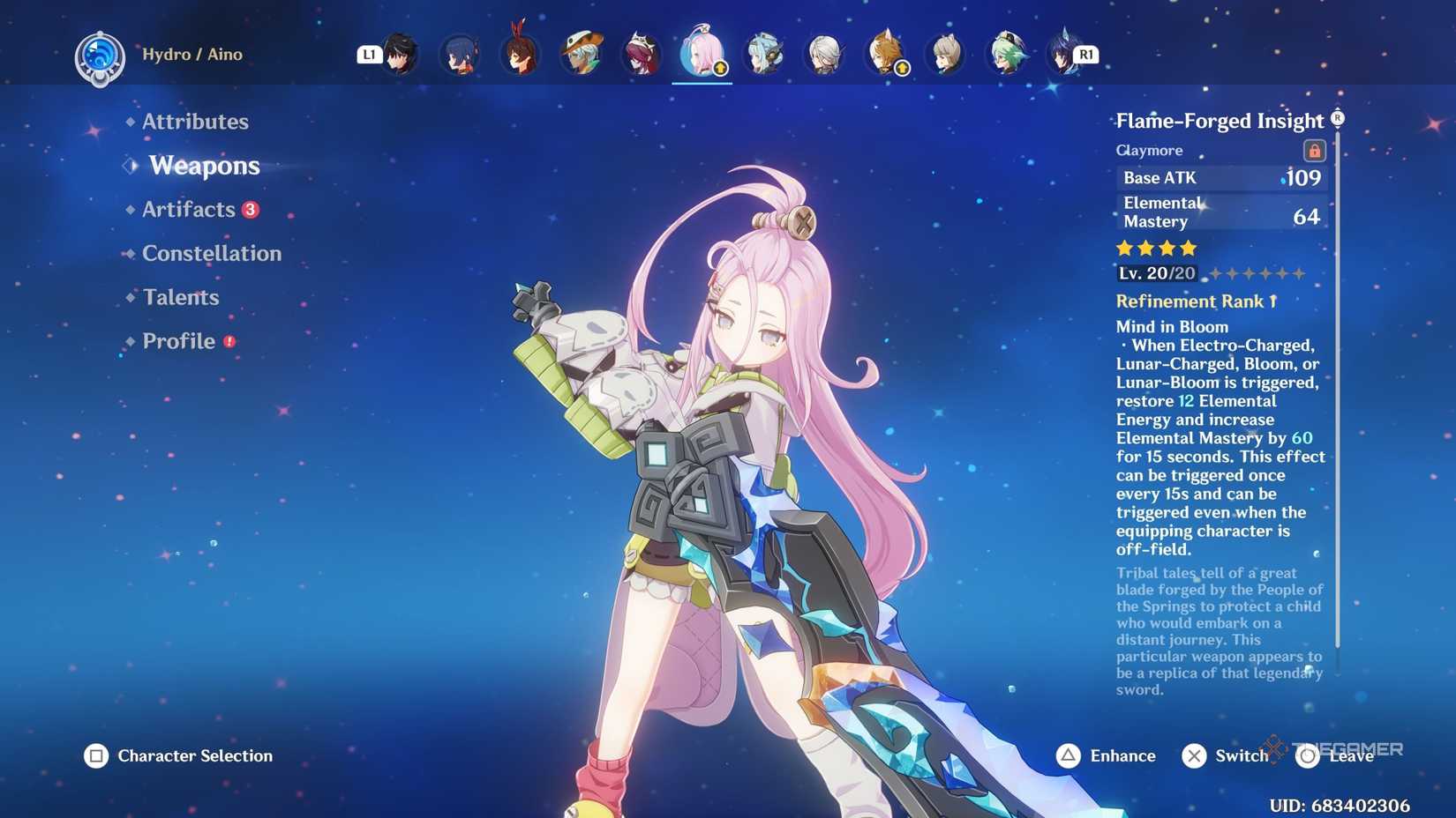Aino with the Flame-Forged Insight in Genshin Impact.