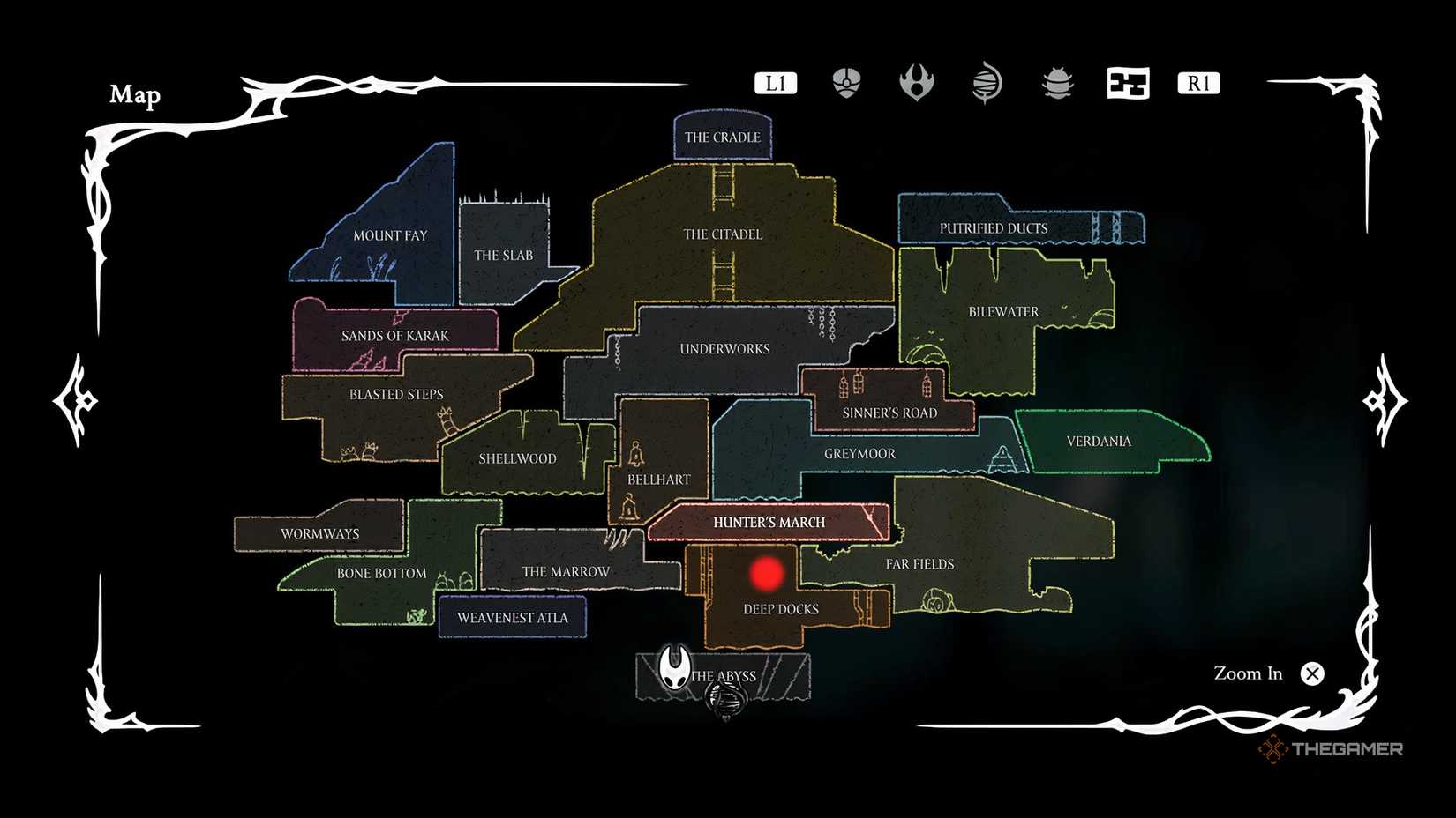 All of Forge Daughters locations on the map in Hollow Knight: Silksong.