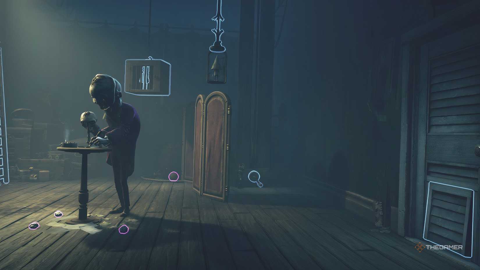 Alone turning a lever for Low in Little Nightmares 3.