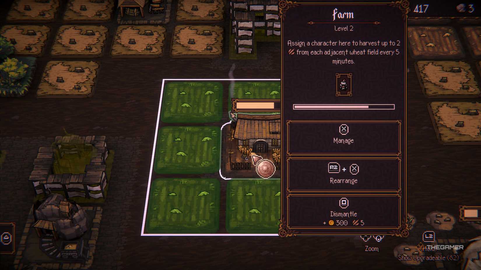 Selecting the Farm, a structure that harvest Wheat in Ball x Pit.