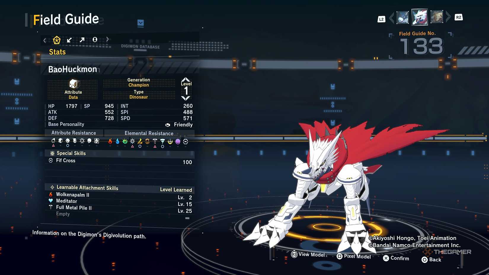 BaoHuckmon's stats in Digimon Story Time Stranger.