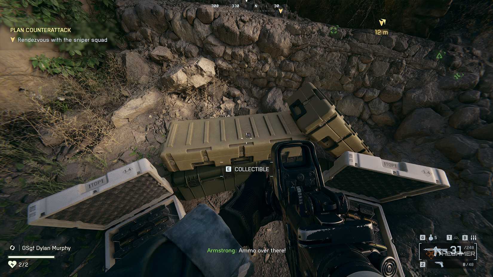 Battlefield 6 player looking at a dog tag on a crate.