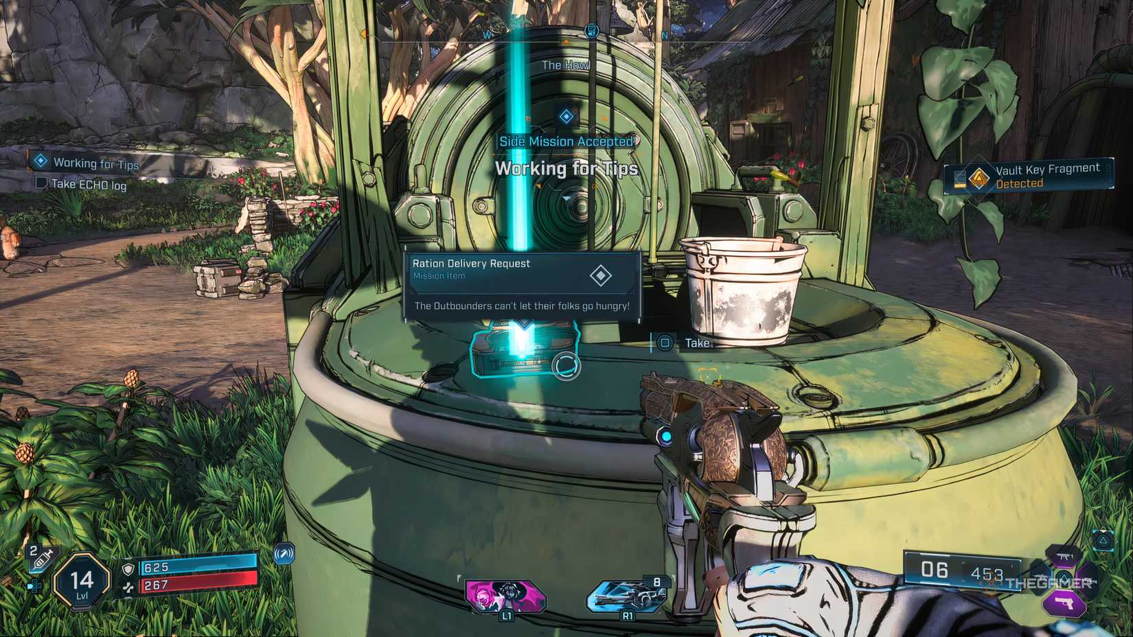 Accepting the mission request in Working for Tips in Borderlands 4.