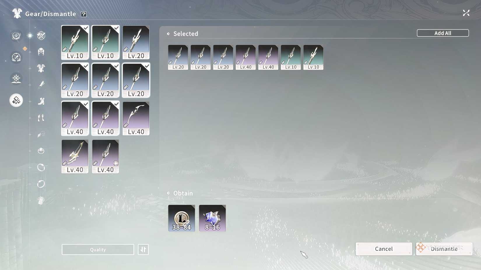 Blue Protocol_ Star Resonance Dismantling extra gear.