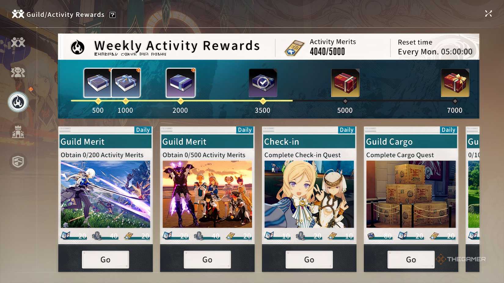 Blue Protocol_ Star Resonance Guild weekly participation rewards banner.