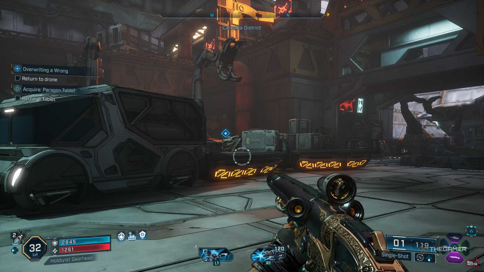 The player looks at the location of the drone in Borderlands 4.