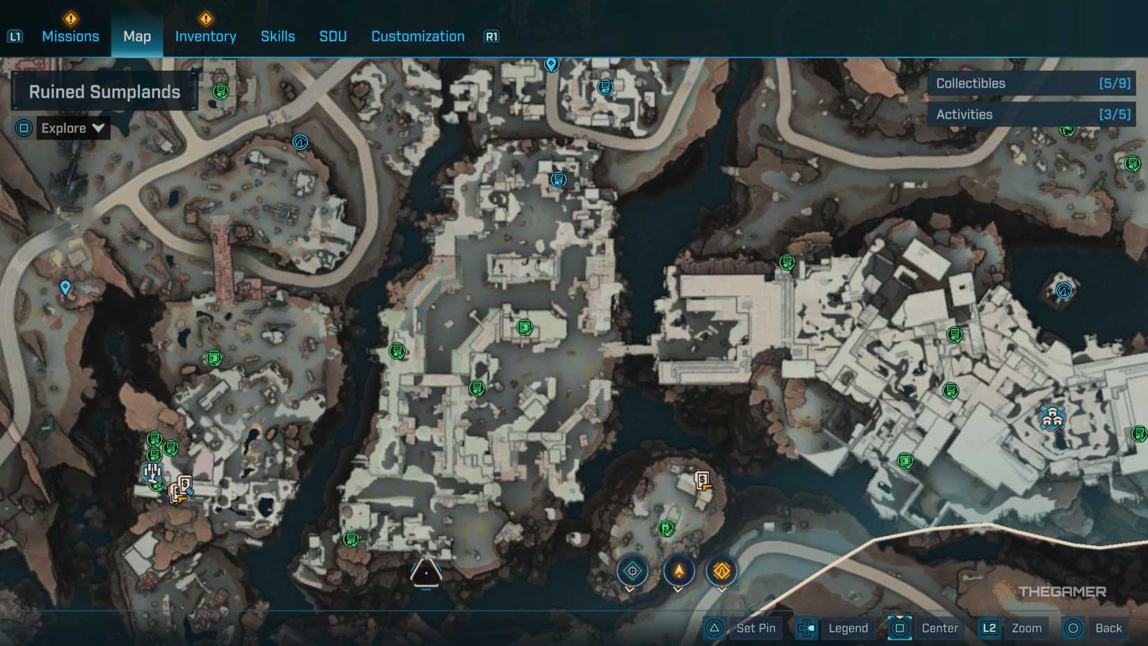 the in-game map in borderlands 4 is centered on the electi safe in the central plateau of carcadia city.