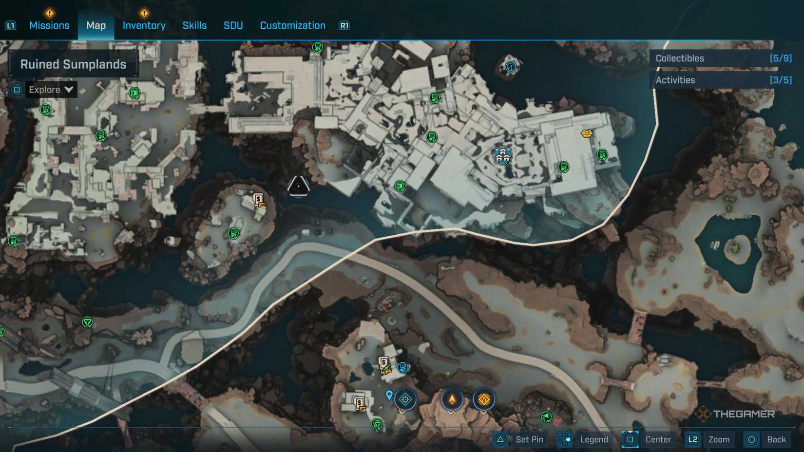 the in-game map in borderlands 4 is centered on the electi safe in carcadia city, west of the leaders' chamber.