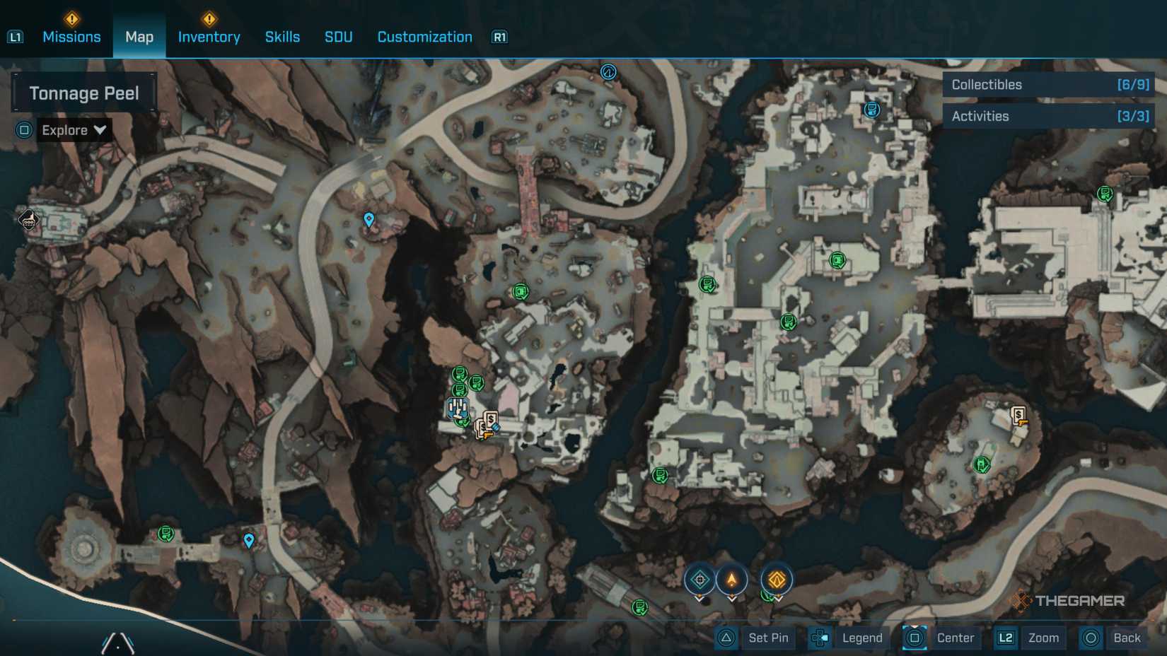 the in-game map in borderlands 4 is centered on moxxi's bottoms up and the surrounding area in carcadia burn.
