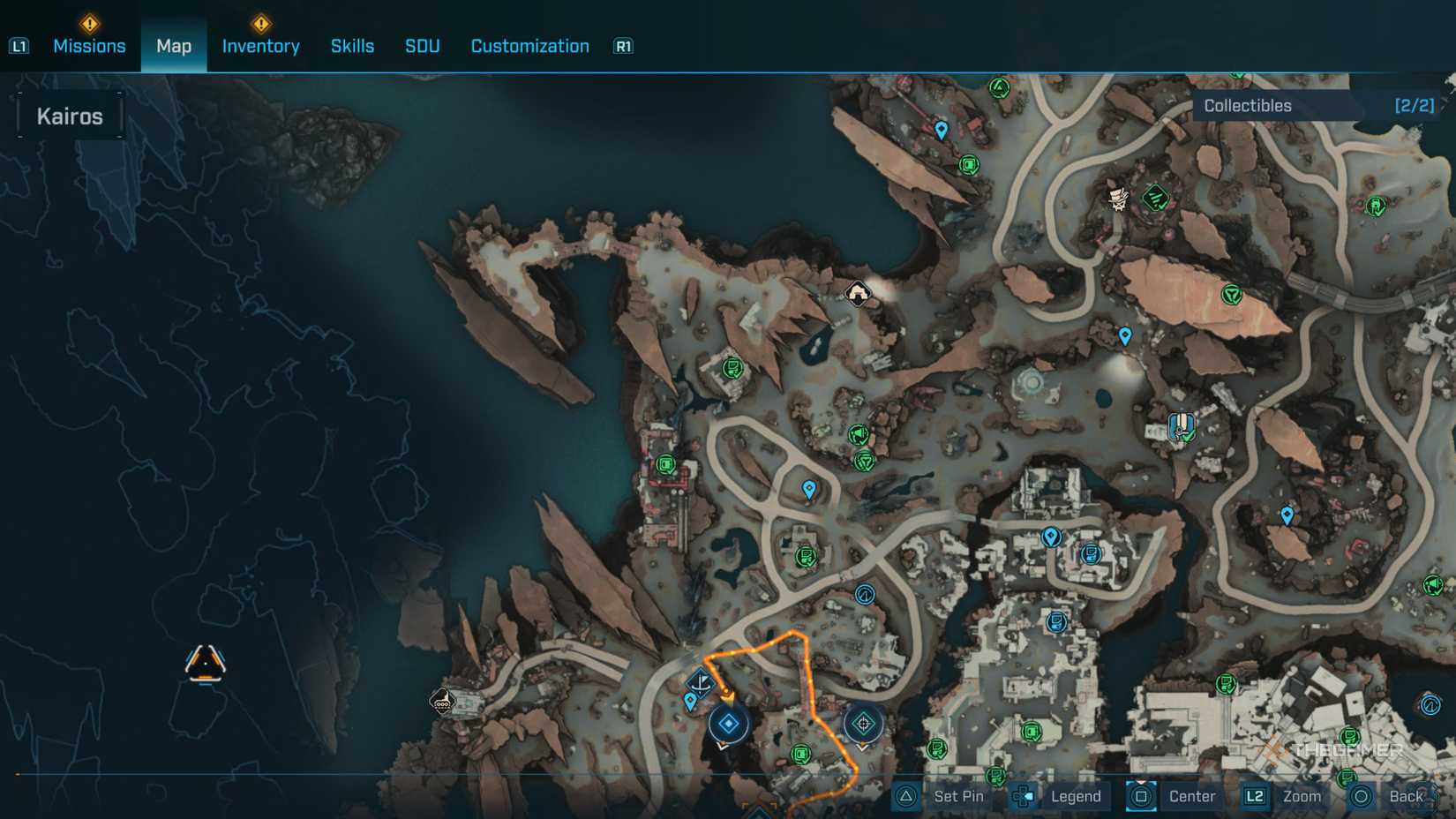 the in-game map in borderlands 4 is centered on the electi safe near the western edge of the ruined sumplands in carcadia burn.