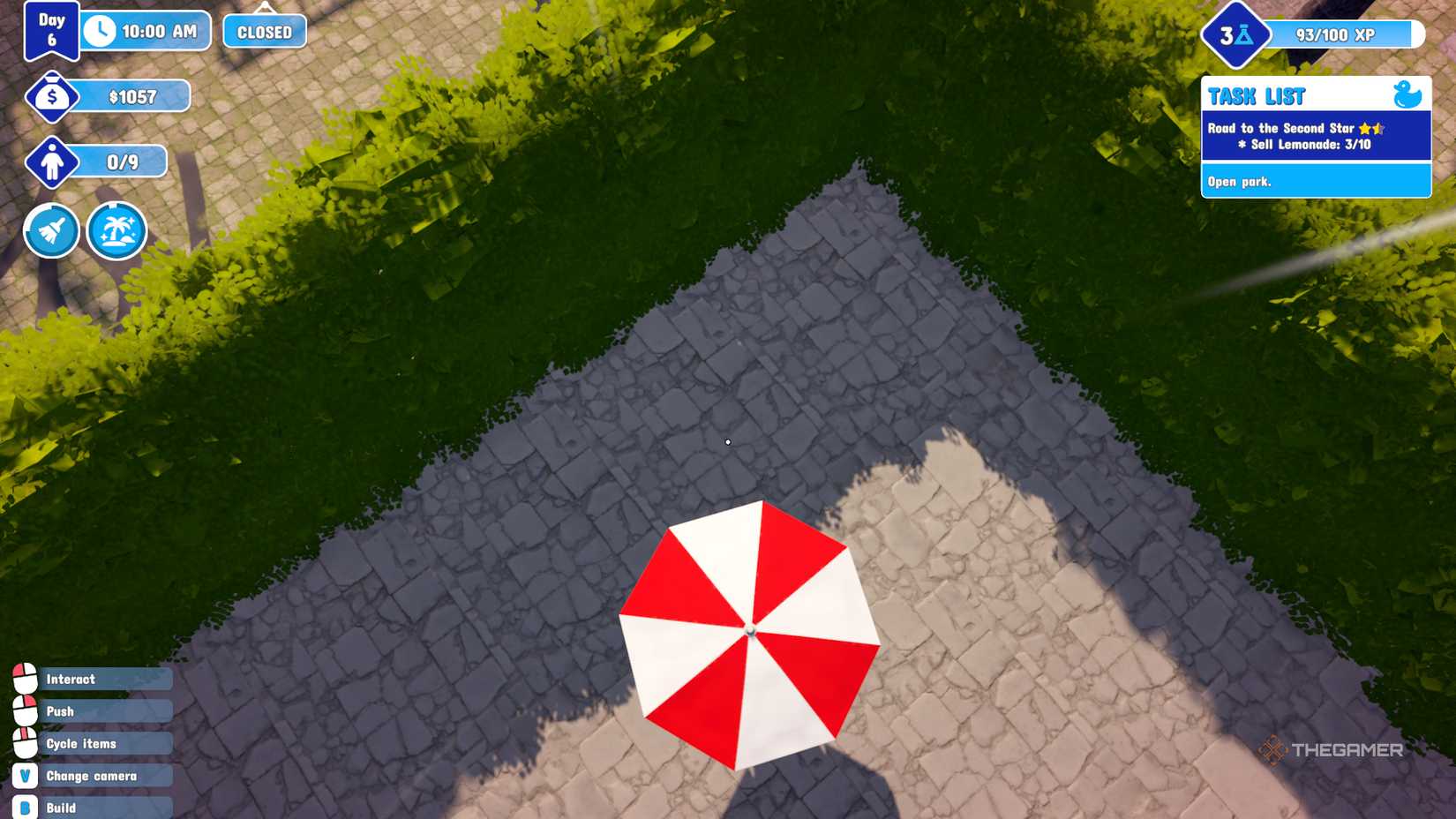 Bouncing on an umbrella in Waterpark Simulator.